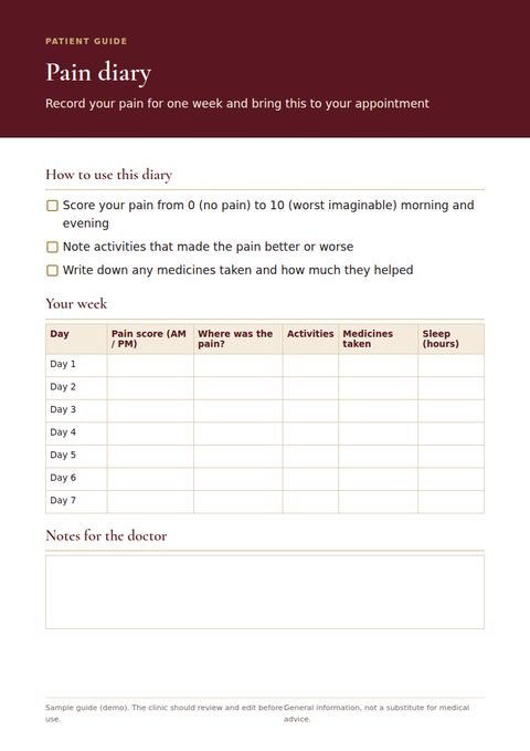 Cover of a printable patient guide